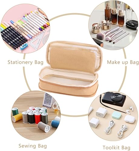 Miniatura 4 de iSuperb estuche plegable de gran capacidad para lápices, de lona, con cremallera, organizador de elementos de oficina, bolsa para bolígrafos, bolsa