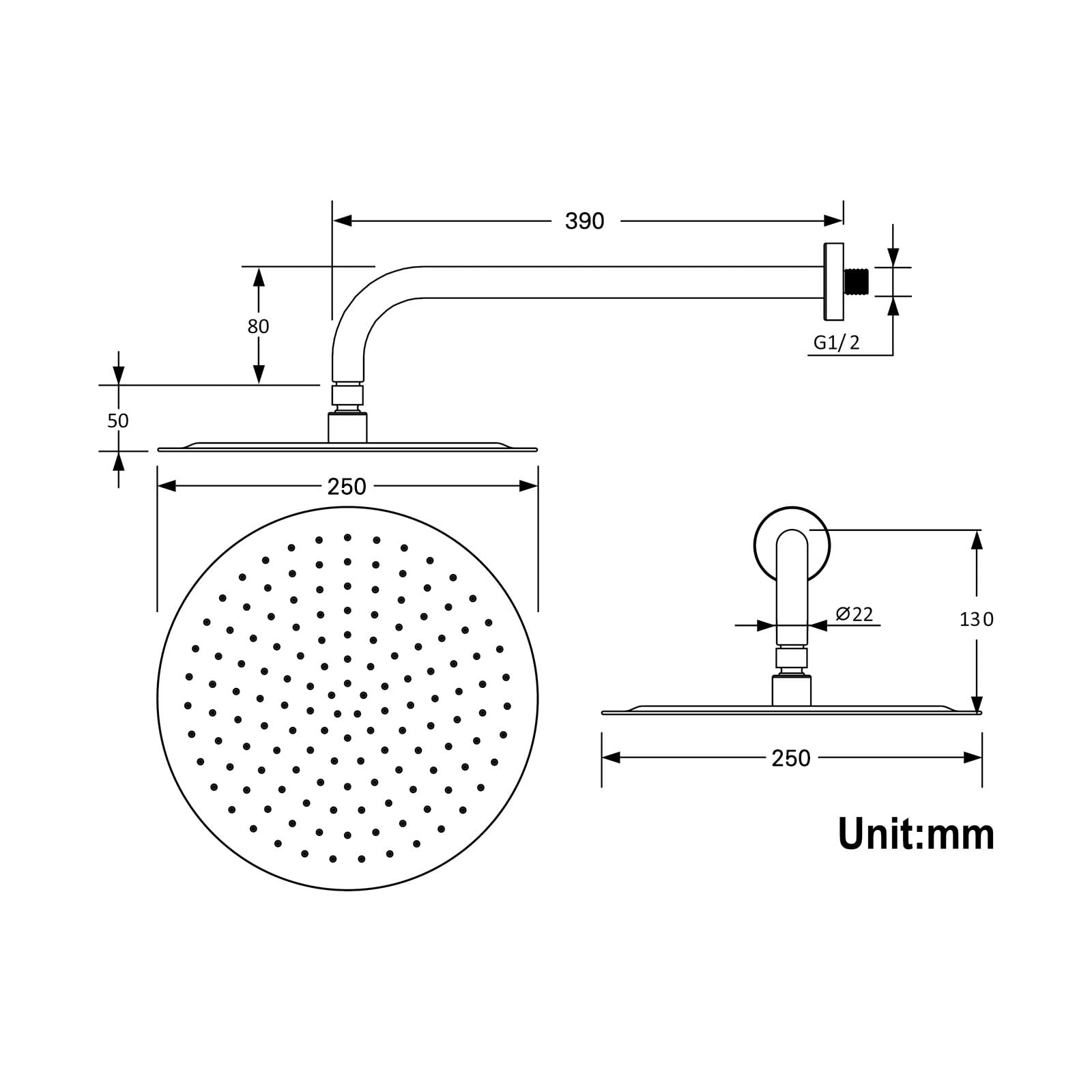 Billg Cabezal de Ducha Antical de Acero Inoxidable, Cabezal De Ducha Tipo Lluvia con Brazo de Extensión en Pared, Rociador Ducha con Efecto Antical Lluvia, G1/2 Universal, Cromado Cuadrado