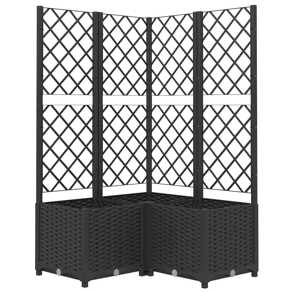 vidaXL Garden Planter with Integrated Trellis - Weather-Resistant Black Polypropylene Rectangular Planter Ideal for Outdoor Use - Dimensions 80x80x136cm — image 1