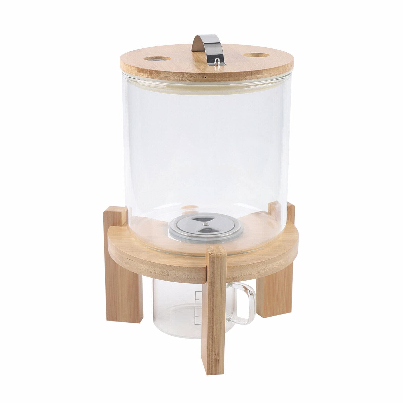 Futchoy Contenedor de almacenamiento de alimentos, dispensador de comida para gatos, para perros, 5 L/7,5 L, recipiente de arroz de cristal, adecuado para avena, harina, maíz, soja, cereales,