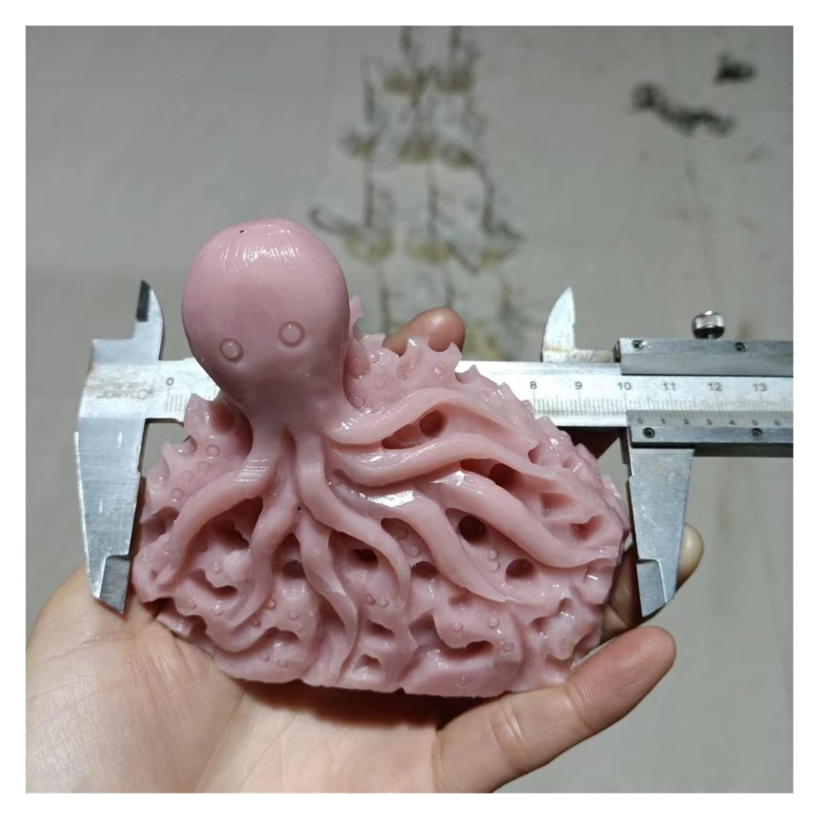 Pulpo Tallado a Mano de ópalo Rosa Natural, Pulpo de Cristal de aragonito de vena Rosa, Figura de Animal Tallada a la Moda, Adornos de Regalo Inicio Colecciones (Size : One Size)