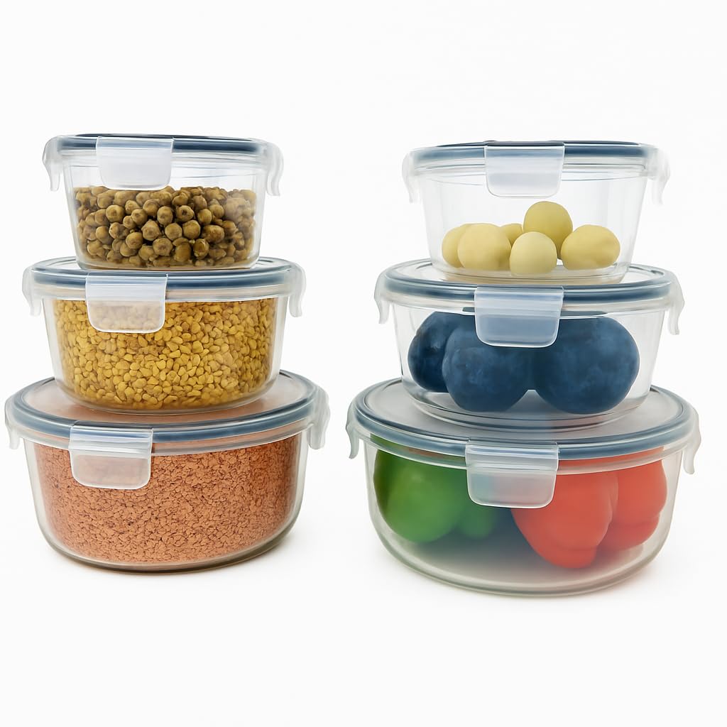 Panzy Home Tranparent Plastic Food Storage Set - Bpa-Free, Airtight, Leak-Proof Containers For Kitchen & Pantry, Microwave & Freezer Safe - (6 Containers & 6 Lids) Leftover Lunch Boxes