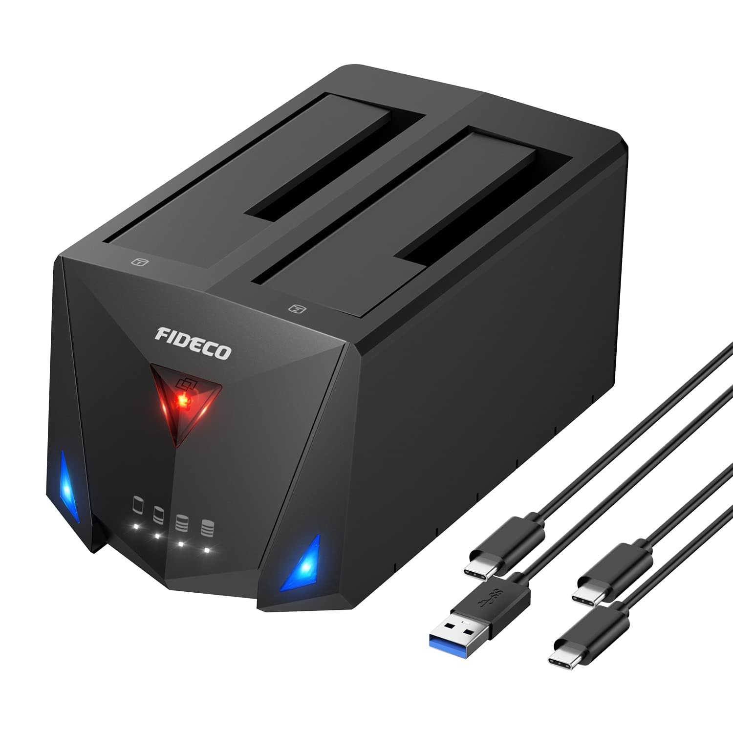 FIDECO Station d'accueil pour Disque Dur, USB 3.2 Gen 1 HDD Docking Station 2,5"/3,5" SATA HDD SSD avec câble USB A vers C et câble USB C vers C, Prend en Charge Clone Hors Ligne et UASP