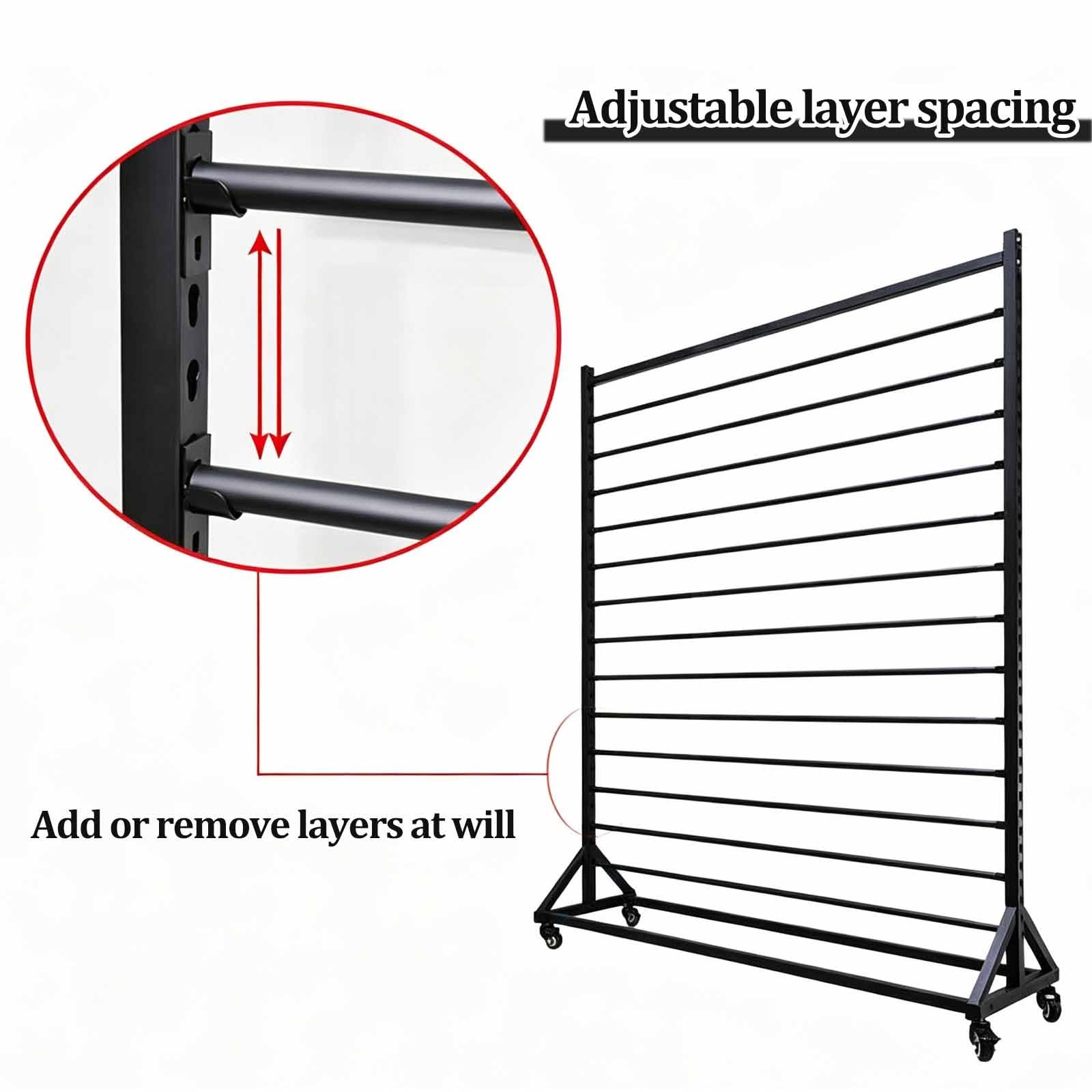Expositor vinilo rotulación coches, soporte para rollos vinilo con ruedas | Espaciado ajustable, organizador vertical para vinilo, para papel pintado, rollos de tela y manteles, negro(6-tier)