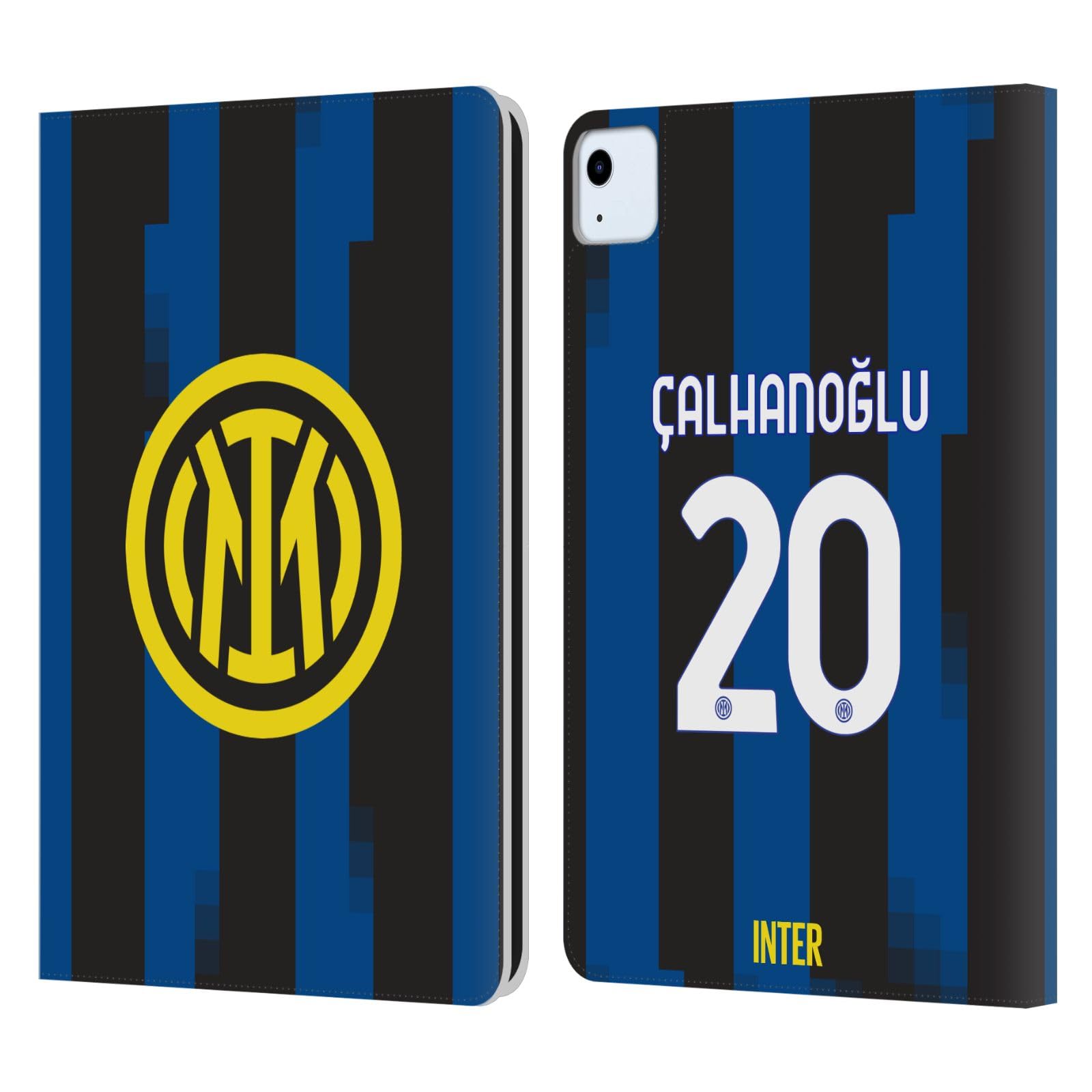 Head Case Designs Officially Licensed Inter Milan Hakan Çalhanoglu 2023/24 Players Home Kit Leather Book Wallet Case Cover Compatible with Apple iPad Air 11 2020/2022/2024