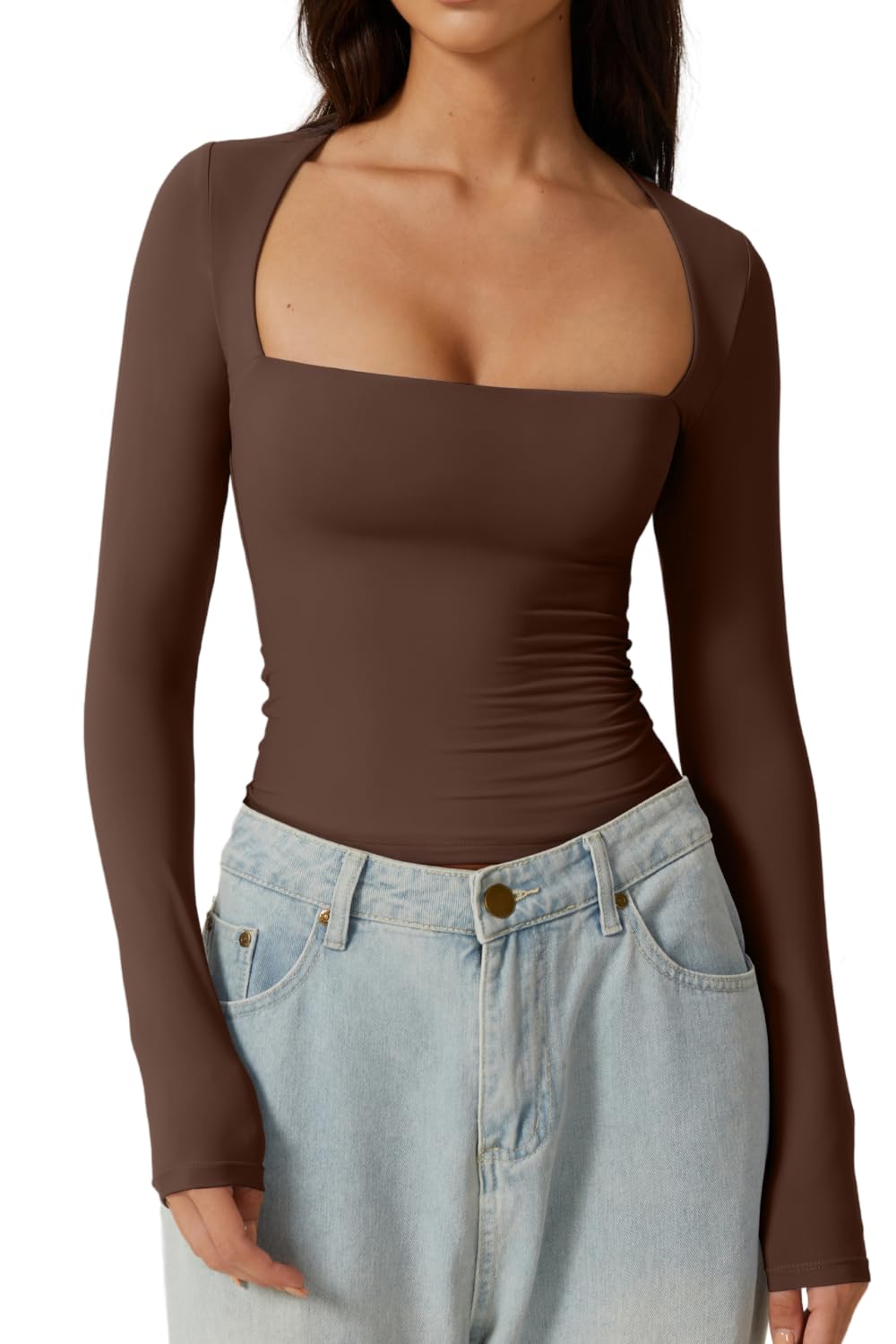 QINSEN Square Neck Top