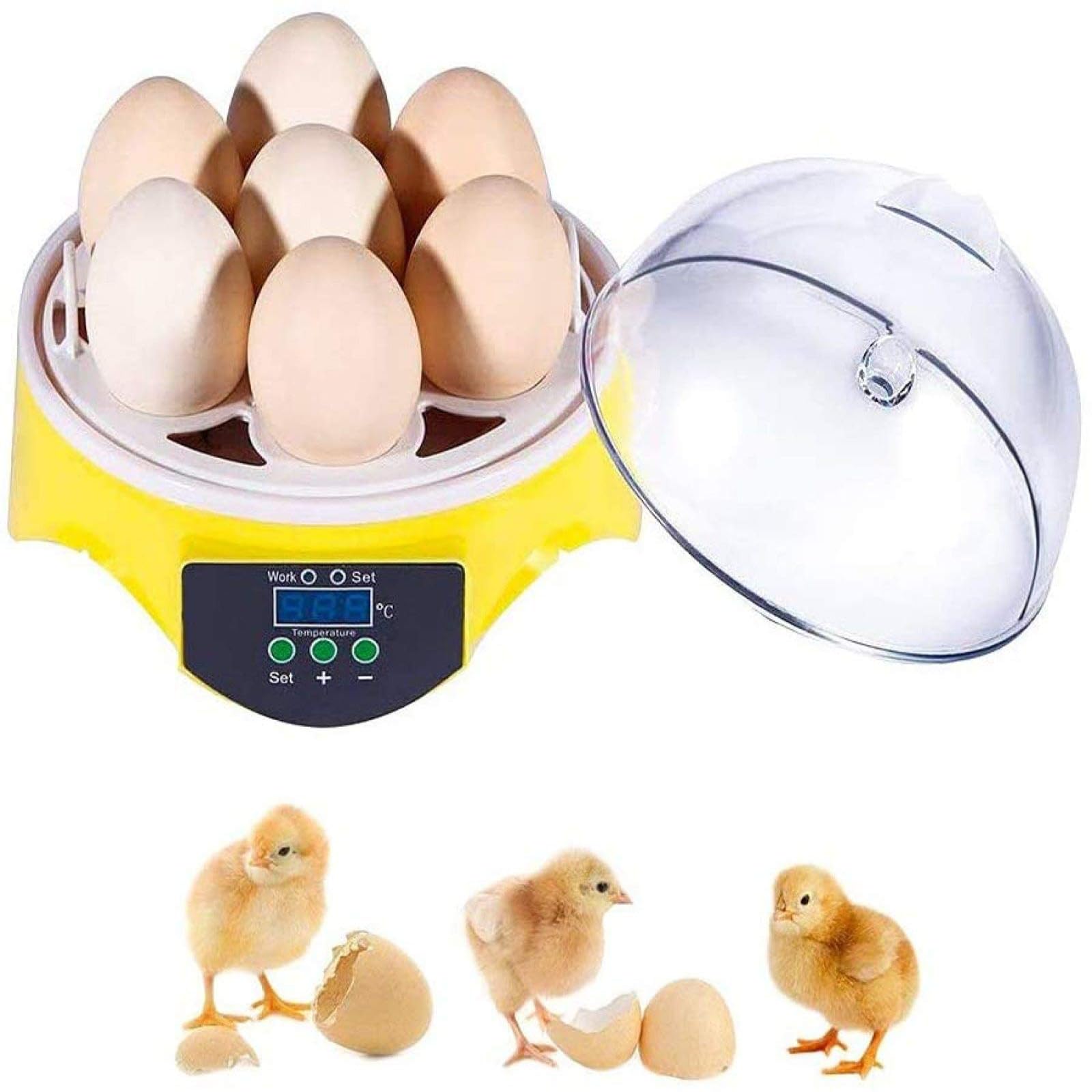 Mini inkubator do jaj, mały cyfrowy wylęgarnia na 7 jaj z wyświetlaczem LED do kontroli temperatury i wody, wylęg drobiu, dla kurczaków, ptaków, przepiórek, kaczek