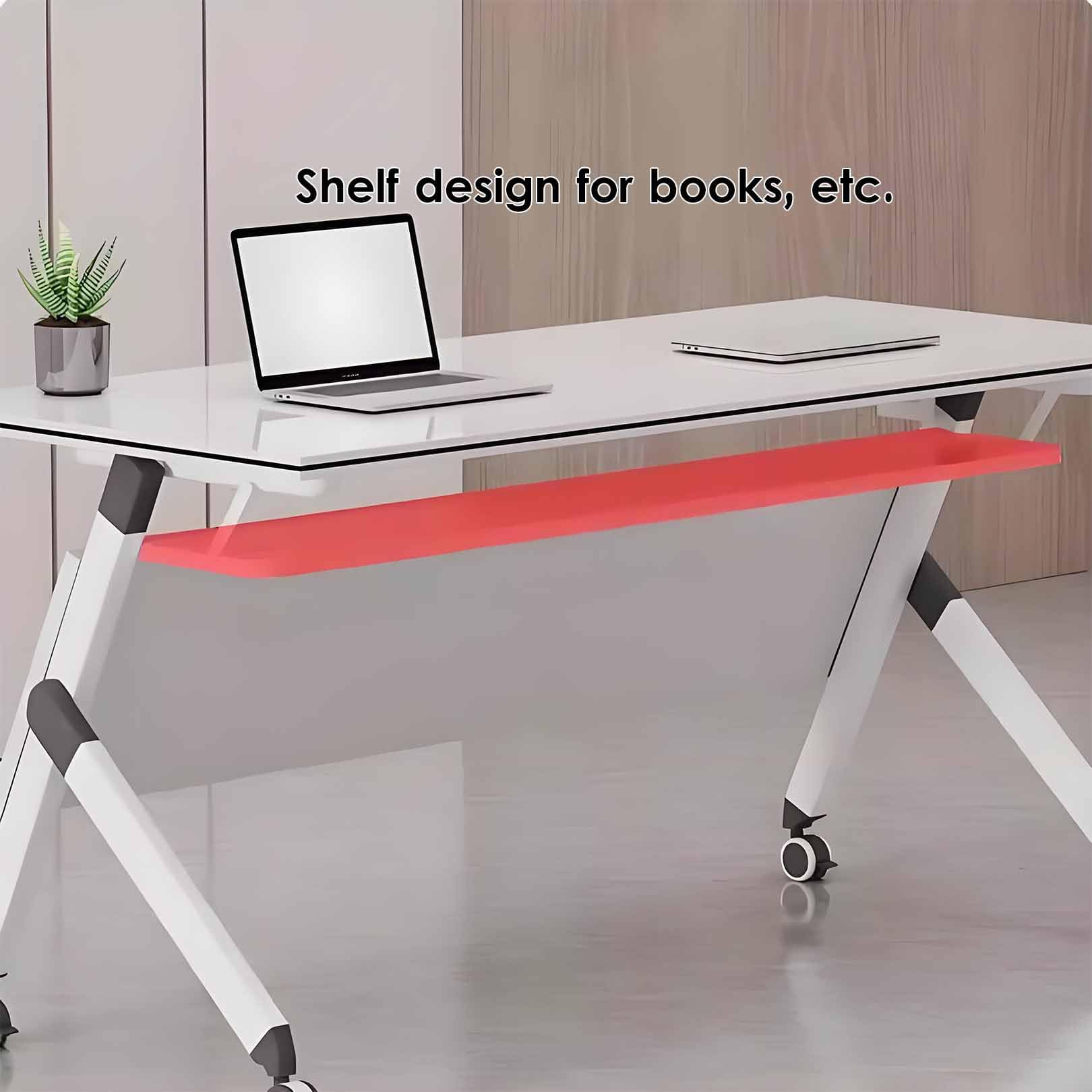 Table de Formation Portable, compacte, à Plateau Rabattable avec roulettes verrouillables, Table de réunion modulaire rectangulaire pour Bureau et Salle de Classe, Table de conférence pour s