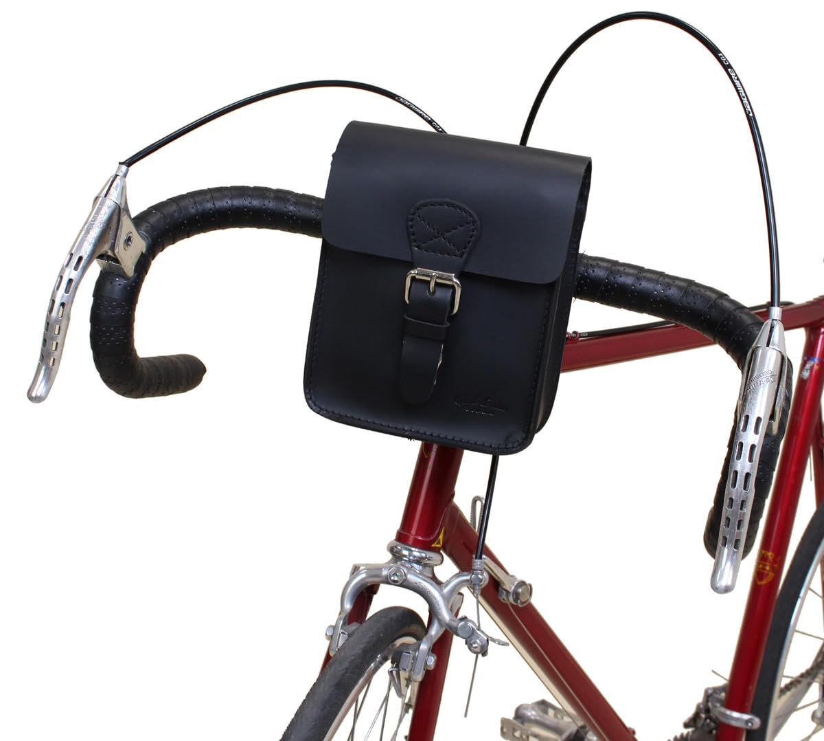 Gusti Sacoche Guidon Cuir - Cadel E. Sacoche de vélo Sac à bandoulière de Ceinture Vintage Cuir Noir