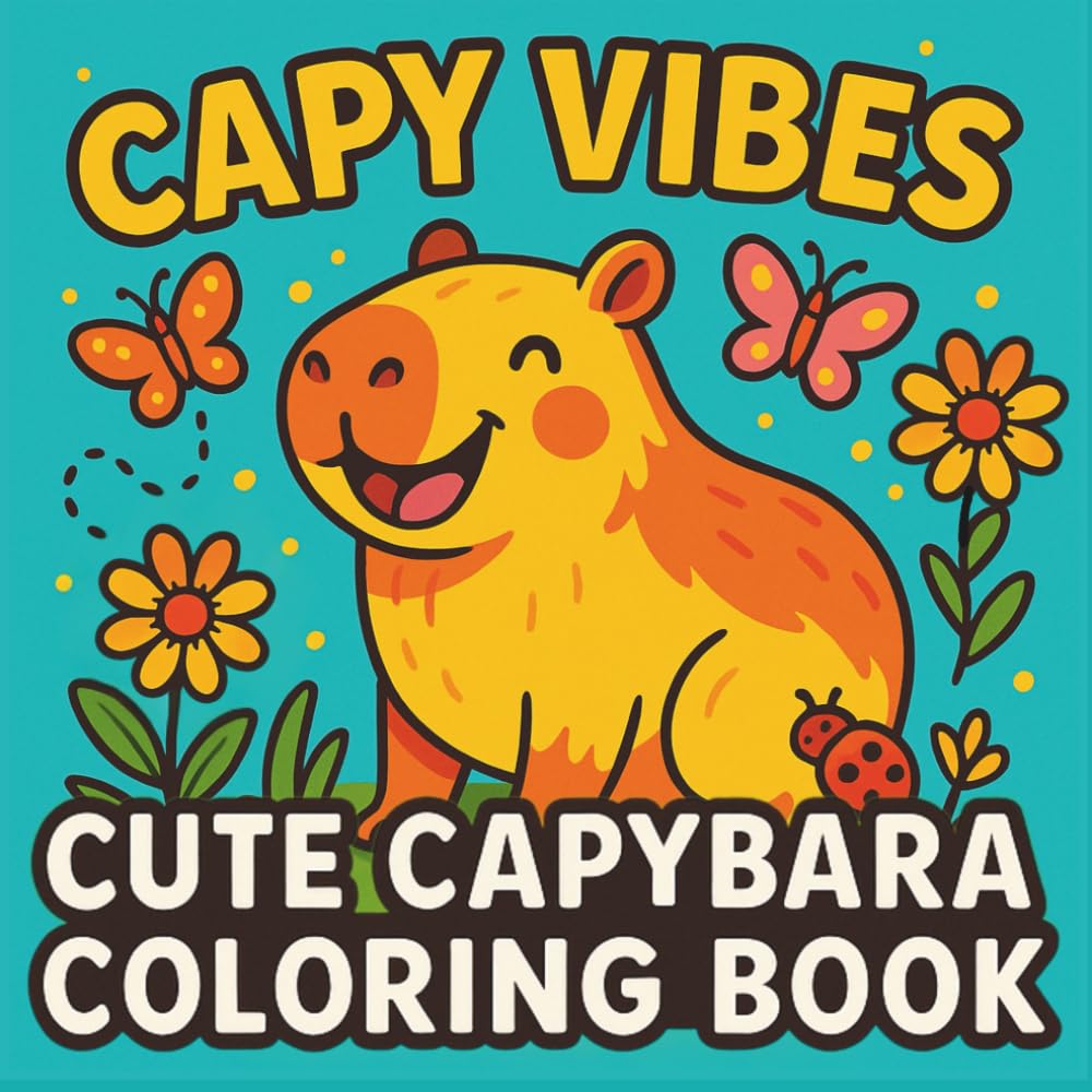 Capy Vibes - Cute Capybara Coloring Book: Funny & Relaxing Capybara Coloring Book for Adults, Kids and Teens – Cozy and Adorable Kawaii Animals for Stress Relief, Creativity and Fun