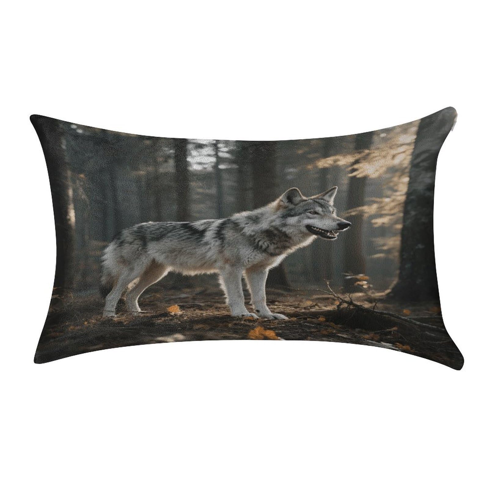 VstaDank Wolf Pillow Covers Rectangular Cushion Case Cozy Decorative Throw Pillowcase Luxury Lumbar Pillow Shells with Zipper Soft Velvet Pillows Shams 12 X 20 in