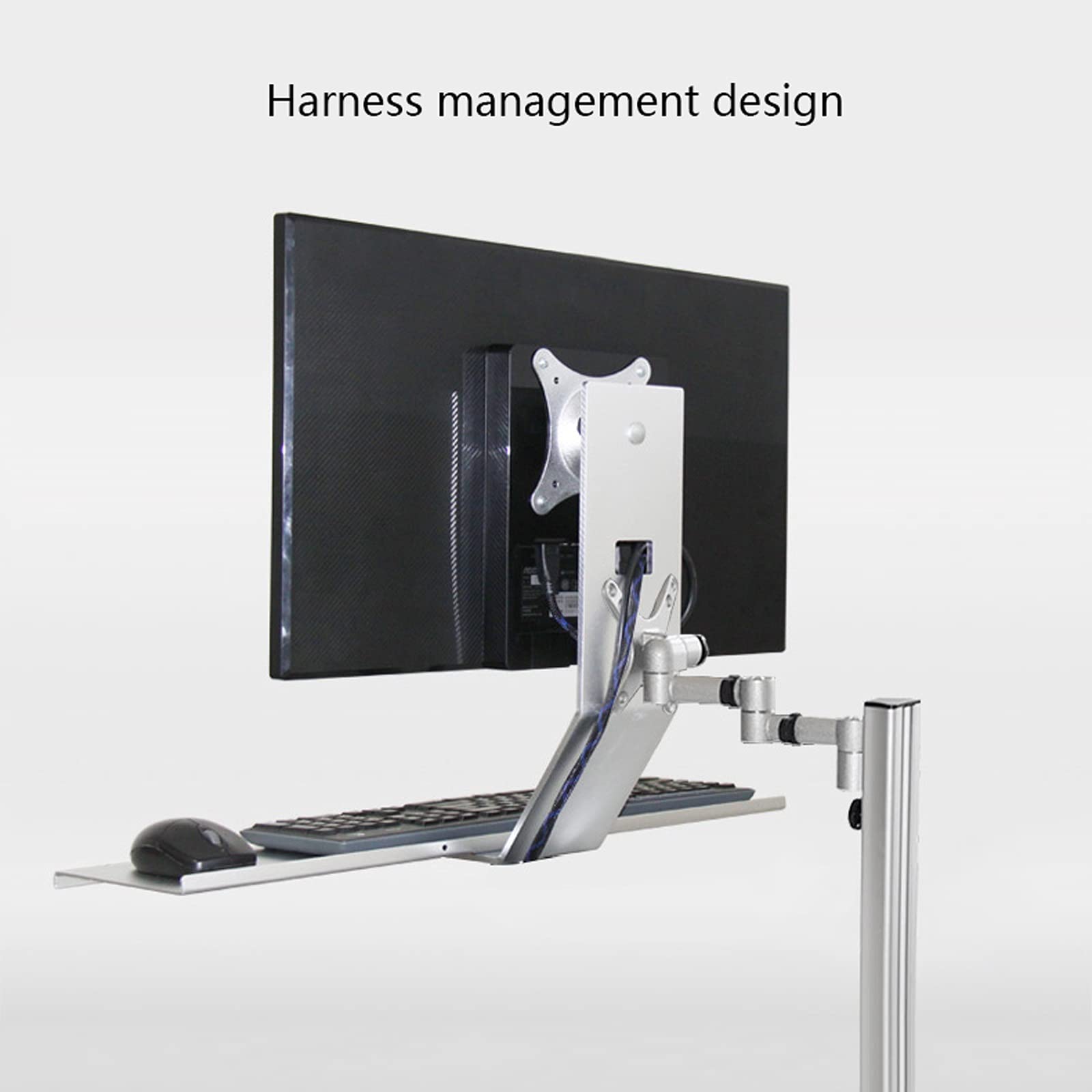 Supporto per TV elencato Supporto per Monitor Singolo da 13"-27" Supporto per Monitor a Parete con Vassoio per Tastiera Supporto per Monitor Regolabile in Altezza, suppo