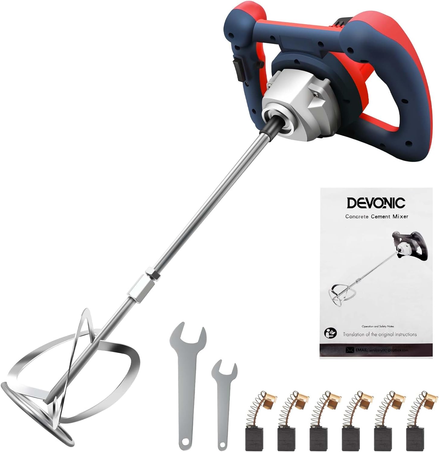 Devonic Cement Mixer,2300w Electric Concrete Mixer With 5 Speed,110v Portable Mud Mixer For Mixing Mud, Cement, Mortar, Paint, Fodder Mixer