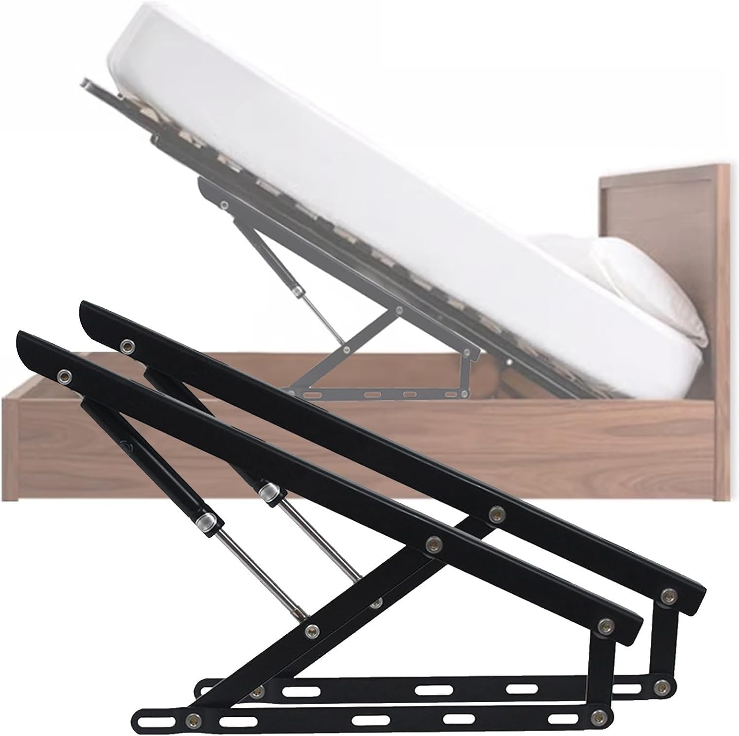 AGRUOPNC 2 Pcs Upward Hydraulic Bed Lifting Mechanism, Heavy Duty Gas Spring Storage Lift Kit, Black Tatami Strut, Pneumatic Mechanism for Box or Sofa(900mm)