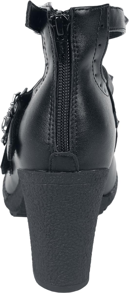 Gothicana by EMP Damen Schwarze High Heels mit DREI Riemen und Nietendetails