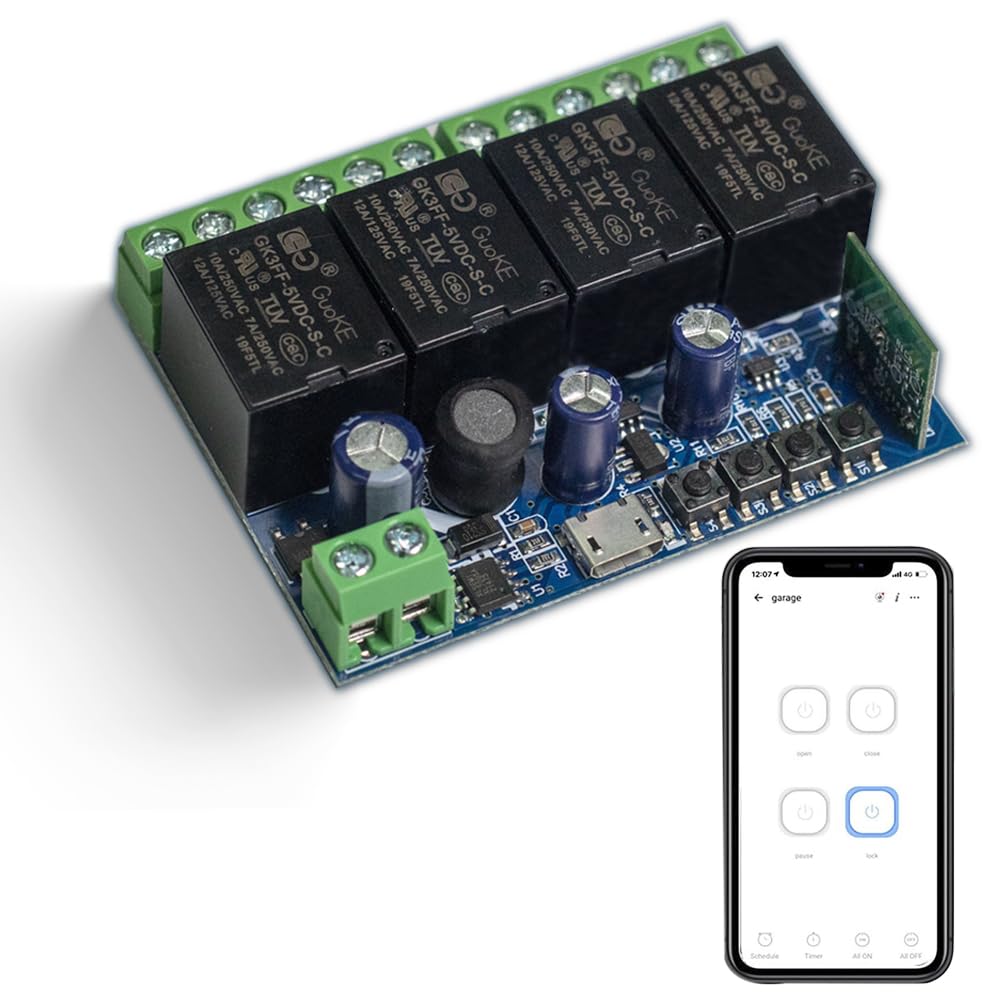 Ewelink WiFi Wireless Smart Relay Module USB 5v 4 Channel Inching Self-Lock Latched Dry Contact Remote Switch for Access Control, Garage Door,Home Automation, Compatible with Alexa Google Home