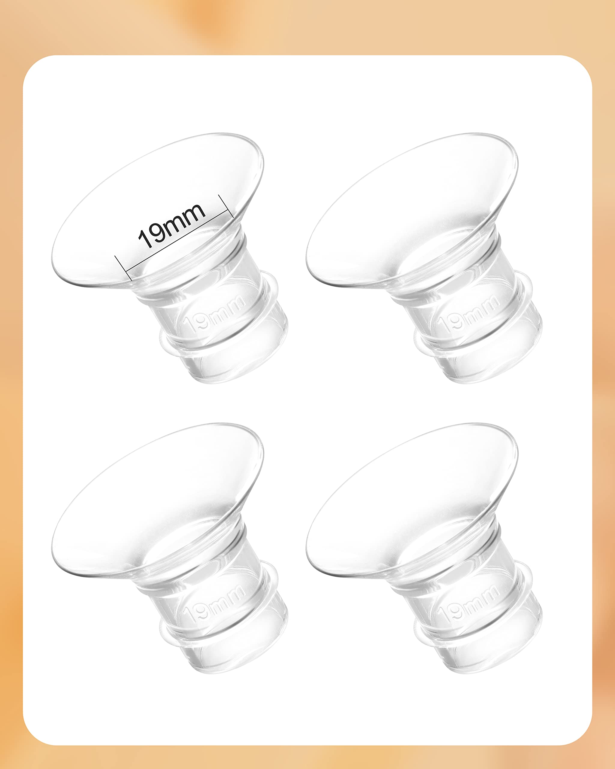Flange Insert 19mm Parts Replacement: Compatible with momcozy s9 pro/s12 pro/s9/s12/Medela/spectra/tsrete/bellaaby Breast Pump 24mm Shields. Reduce 24mm Nipple Tunnel to 13/17/19/21mm