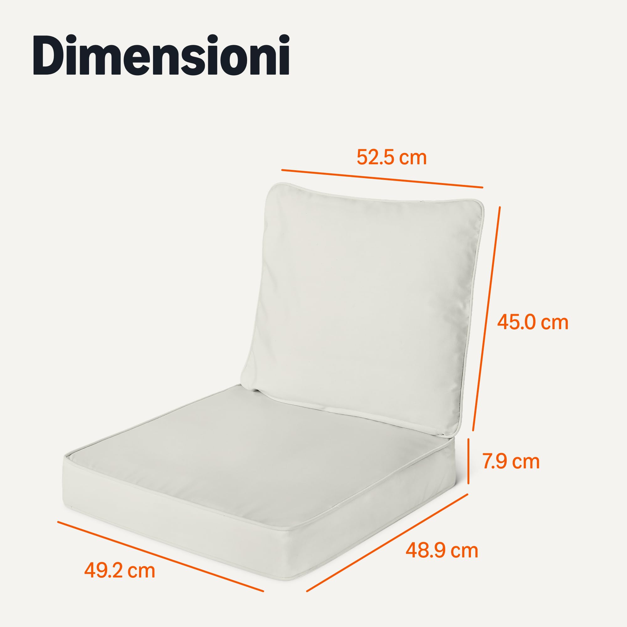 Amazon Basics Cuscino per Sedia da Giardino con Schienale 48.2x48.2x7.6 cm Beige