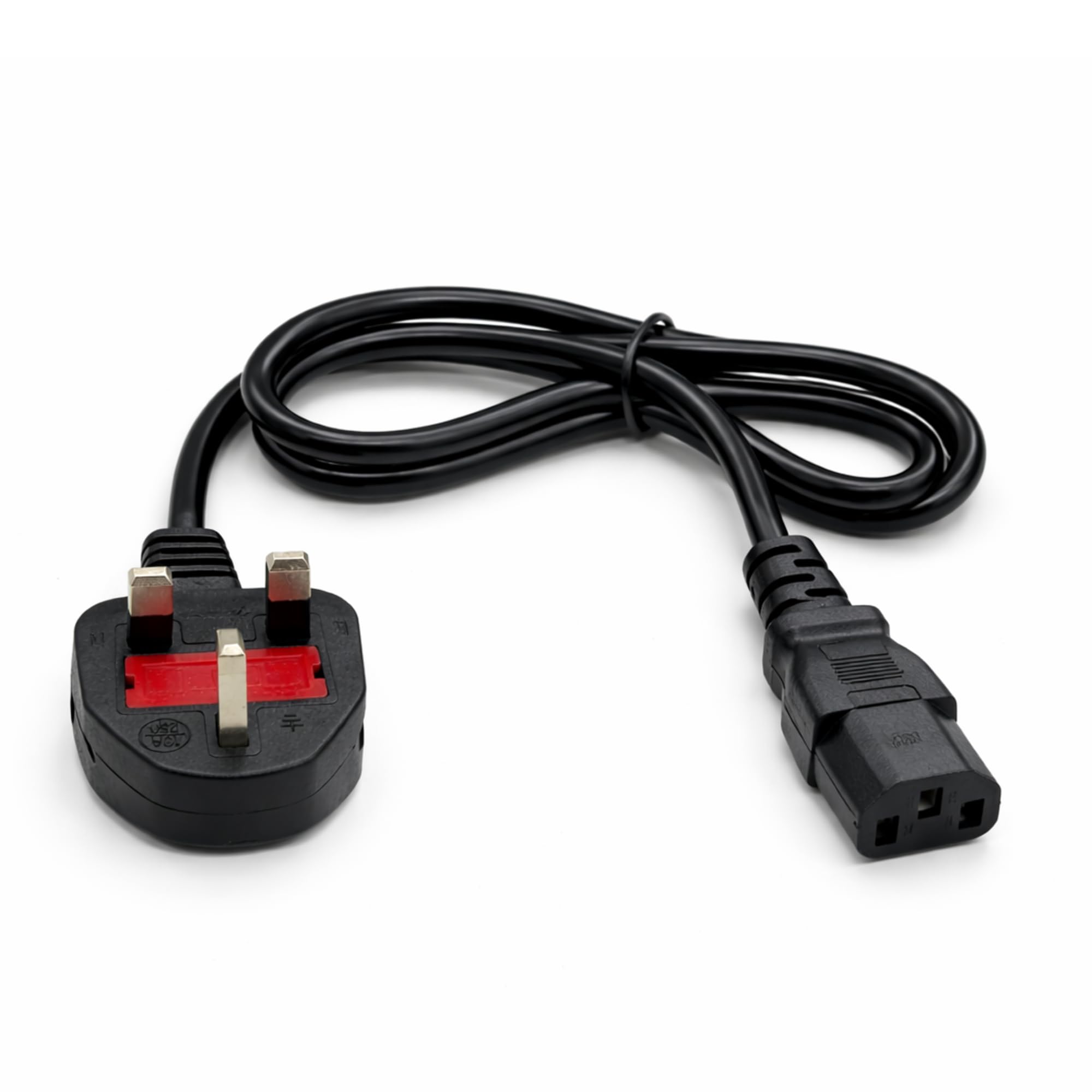 JD Brands UK Power Cable – IEC C13 to BS1363 Plug (Black) | PC & Monitor Mains Lead for Computers, Printers & AV Equipment (2m)