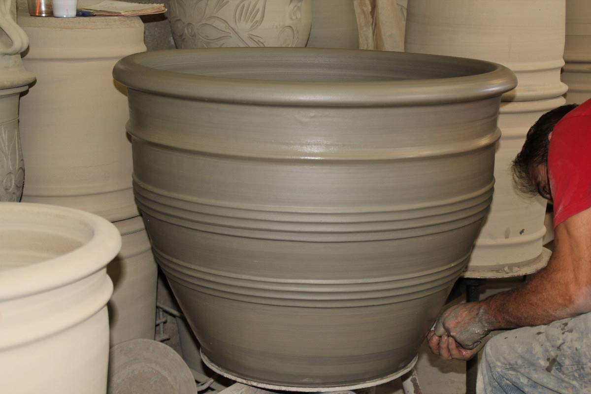Palatina Ceramiczna duża donica na rośliny z uchwytem, 70 cm, ręcznie wykonana i odporna na mróz, wysoka terakota, doniczka na kwiaty do ogrodu, na taras, różowa, 70 cm