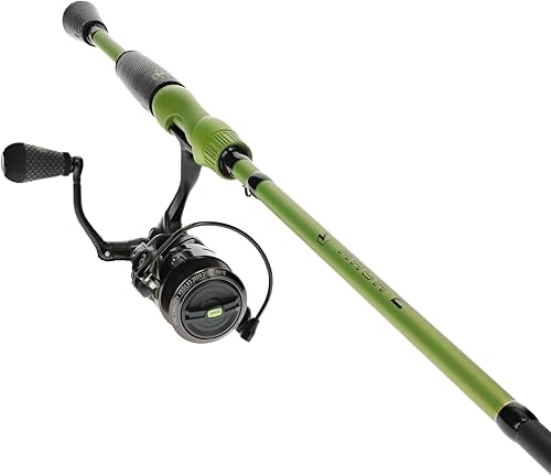 Lew's MACH 2 Spinning Reel and Fishing Rod Combo, IM8 Graphite Blank Fishing Rod, Right or Left-Hand Retrieve, Winn Dri-Tac Ultra Handle, BlackGreen