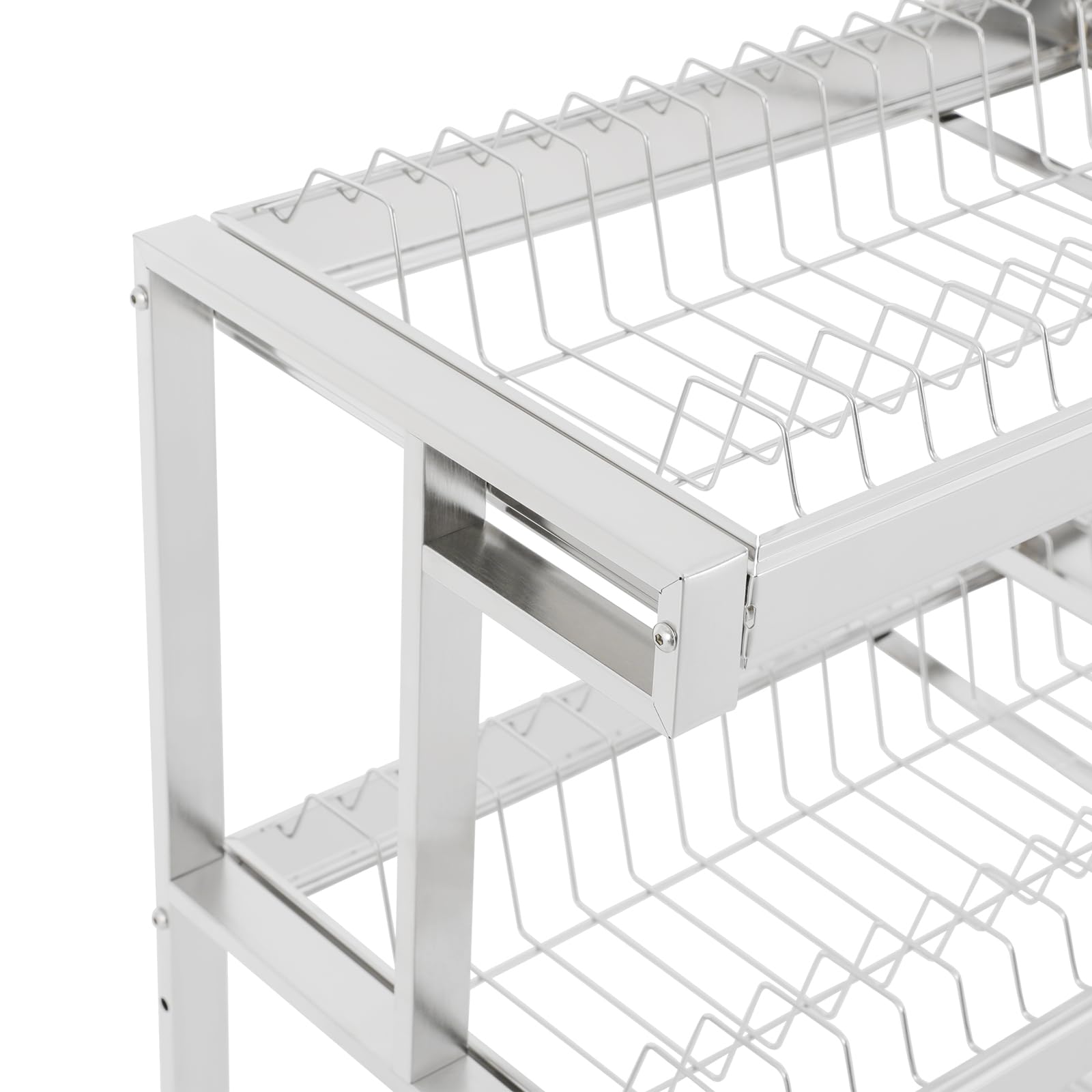 Escurreplatos de 29 x 78 cm, 2 niveles sobre el fregadero, escurridor de platos de acero inoxidable, organizador extensible sobre el fregadero de la cocina para guardar especias