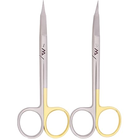 1 TC Goldman Fox Scissors – Straight Tip 13cm Dental/Surgical Micro Shears (Gold)