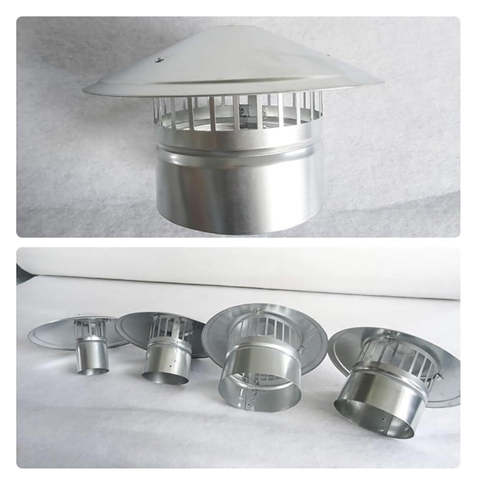 Tappo for camino in acciaio inossidabile Copertura for sfiato sul tetto, Tetto antipioggia antivento Cappa a forma di fungo Cappa da cucina Tappo for fumo for tubo di scarico(110mm)