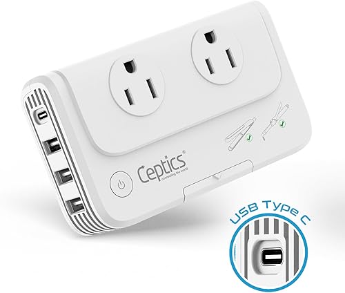 Miniatura 2 de Ceptics Convertidor de voltaje de 200 W, conversión de 220 V a 110 V para dispositivos como rizador, alisador, cargadores, enchufe de alimentación