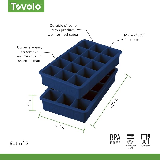 Bandeja de hielo de silicona Tovolo Pack 2 Cubos 1.25 pulg miniatura 6