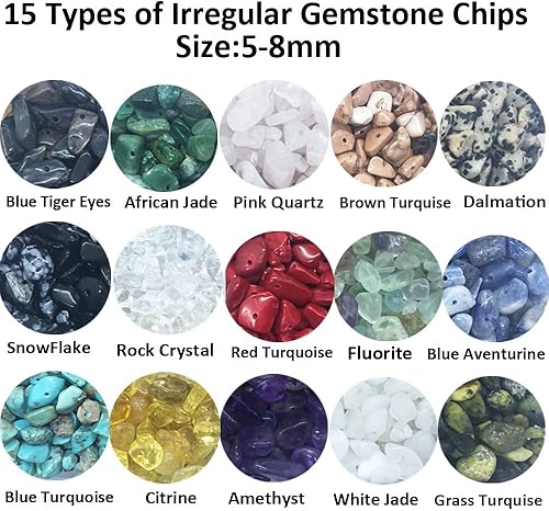 Miniatura 2 de Cuentas de piedras preciosas naturales de forma irregular, chips de piedra de cristal, energía curativa para la fabricación de joyas (15-2)