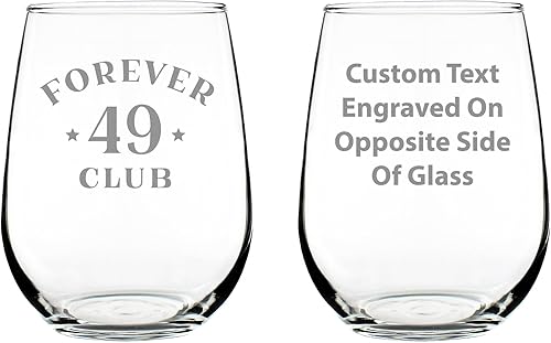 Miniatura 7 de Forever 49 Club - Stemless Wine Glass 50th Birthday Gifts for Women & Men Turning 50 - Bday Party Decor - Large 17 Oz Glasses