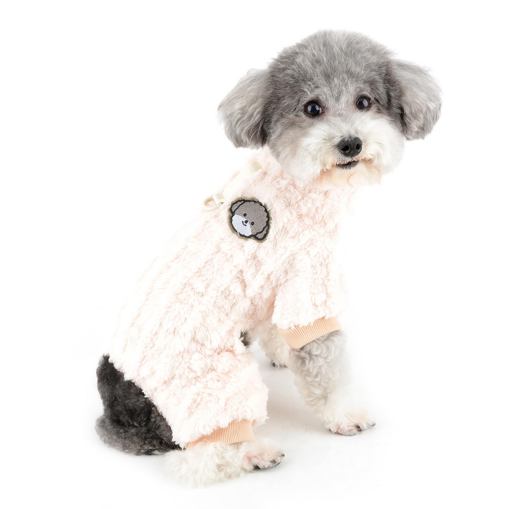 Zunea Sherpa Fleece Dog Pyjamas Jumpsuit for Small Dogs Winter Warm Fuzzy Pullover Jumper Pajamas with D-Ring Soft Puppy Sweater Coat Cold Weather Pjs Clothes Pet Girl Boy Chihuahua Apparel Khaki XXL