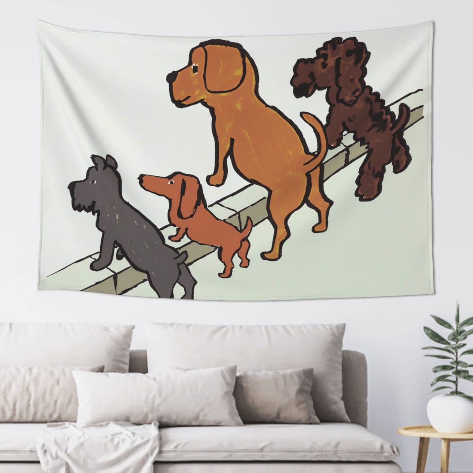 Amazon.co.jp: タペストリー レイモン・サヴィニャック 4匹の犬 布