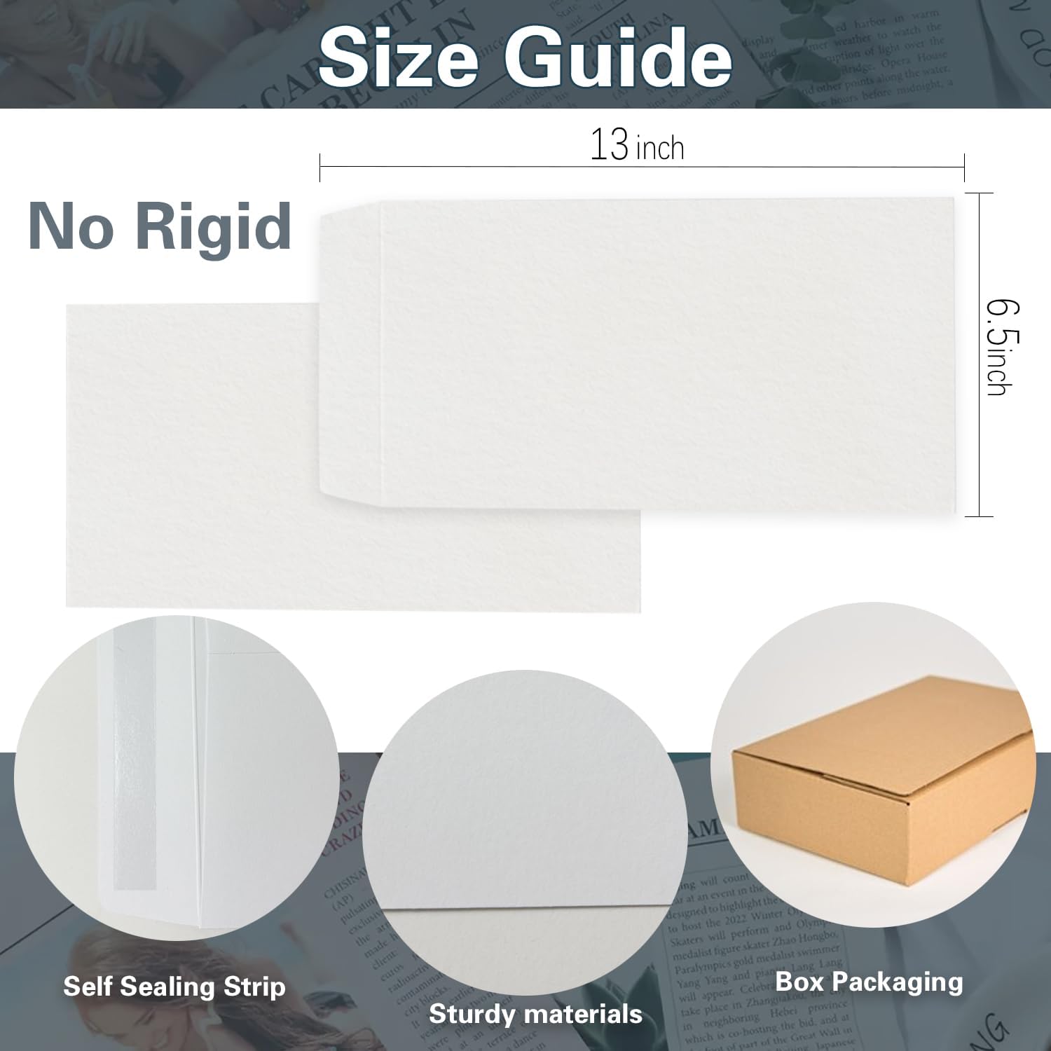 500 Pcs 13" x 6.5" White License Envelope with Self Seal White Business Envelopes Letter Size for License Plate (No Rigid)