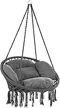 DETEX® Sedia Sospesa da Esterno Carico 150kg Stile Boho Poltrona a Dondolo da Giardino Poltrone da Appendere Sedie Balcone Sedia Altalena Poltroncina