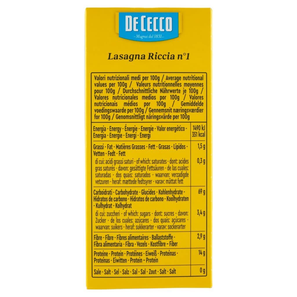 Italian Gourmet Lasagna Larga Doppia Riccia n 1 Pasta Nudeln 20 x 500g | Breite gewellte Blätter, sfoglia ruvida, ideal für Ofengerichte e ricette al, Gesamtnettogewicht 10 kg + Kostenlos Polpa 400g