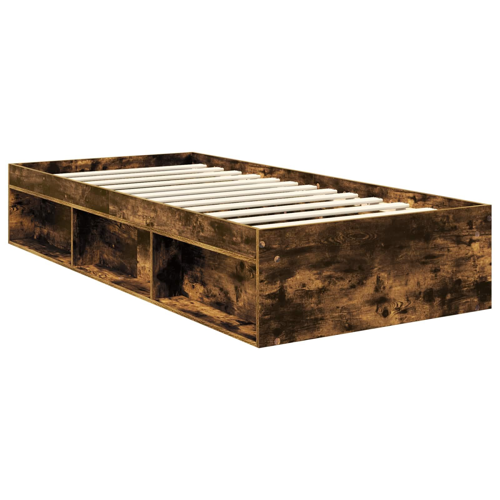 vidaXL Estructura de Cama con cabecera Roble Ahumado 90 x 190 cm