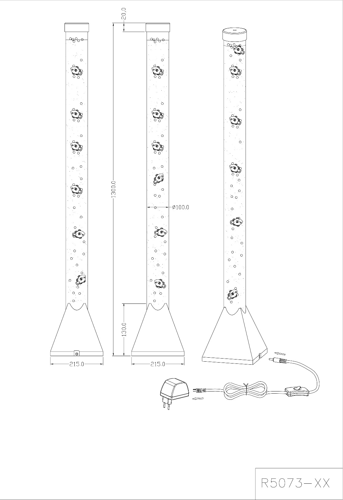 Reality Leuchten RLLiveYourLight Motion Piantana, LED, 3,6 W, Multicolore/titano/nero, 21,5 x 21,5 x 130 cm
