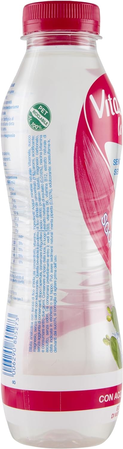 Vitasnella Le Linfe Acqua Minerale Naturale Sgonfiante con Acqua di Cactus e Menta Piperita e Vitamine B3, B6, B12 e Magnesio 500ml [CAIYA® BOX da 12 Bottiglie]