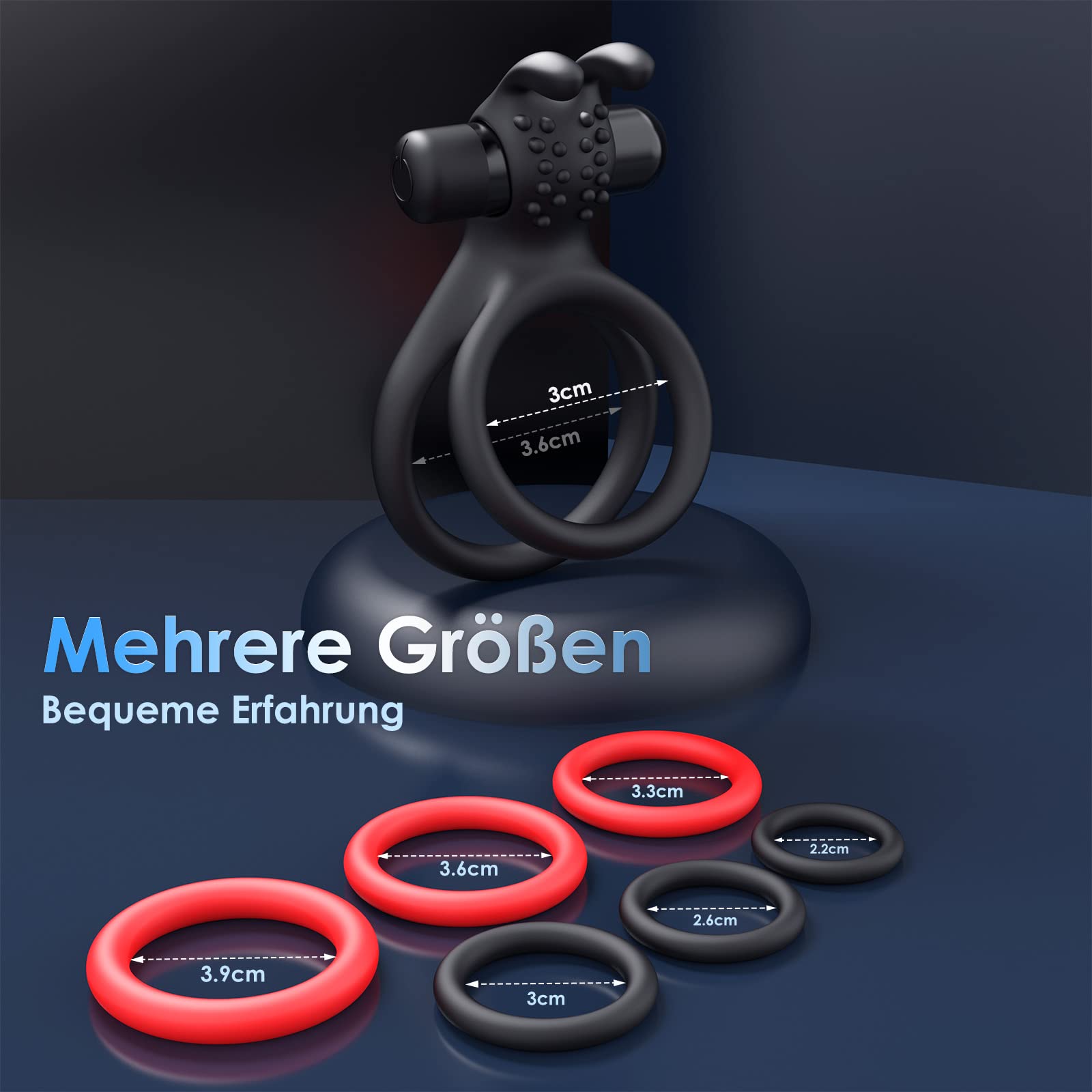 Anillo Vibradorador Pene, Doble Anillo Pene Masculino con Vibrador, Juego de 7 Cockringe Silicona Juguetes Sexuales Hombre, Anillos Vibrador Juguetes Eróticos para Pareja Sexuales