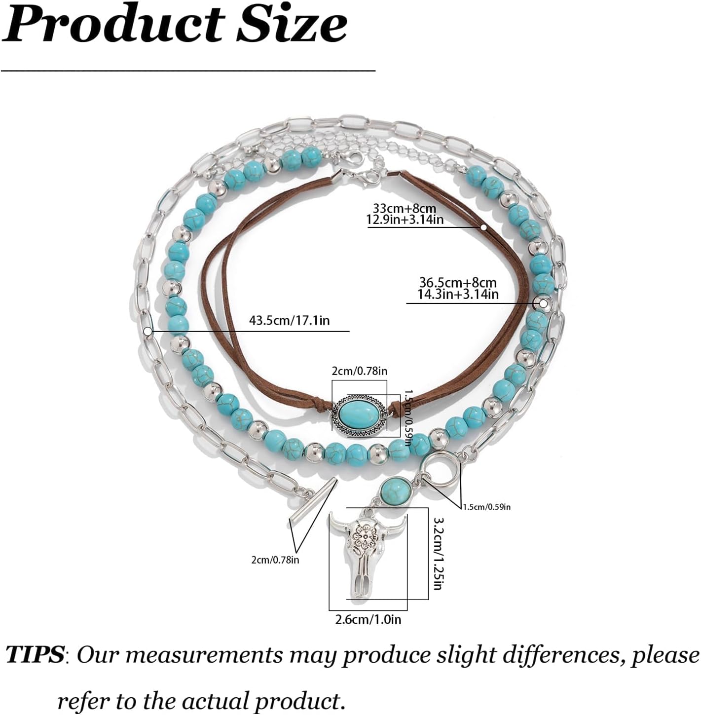 HUASAI Western Necklaces Jewelry for Women Turquoise Necklace Cowgirl Jewelry for Rodeo & Country Concert Outfits Teal Western Accessories with Bull Head Pendant Boho Dresses - Image 6