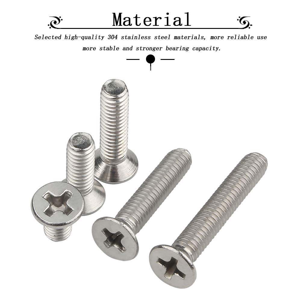 Tornillos De Cabeza Plana M4x40mm - Pack De 50 Piezas En Acero Inoxidable 304, Para Bricolaje Y Reparaciones