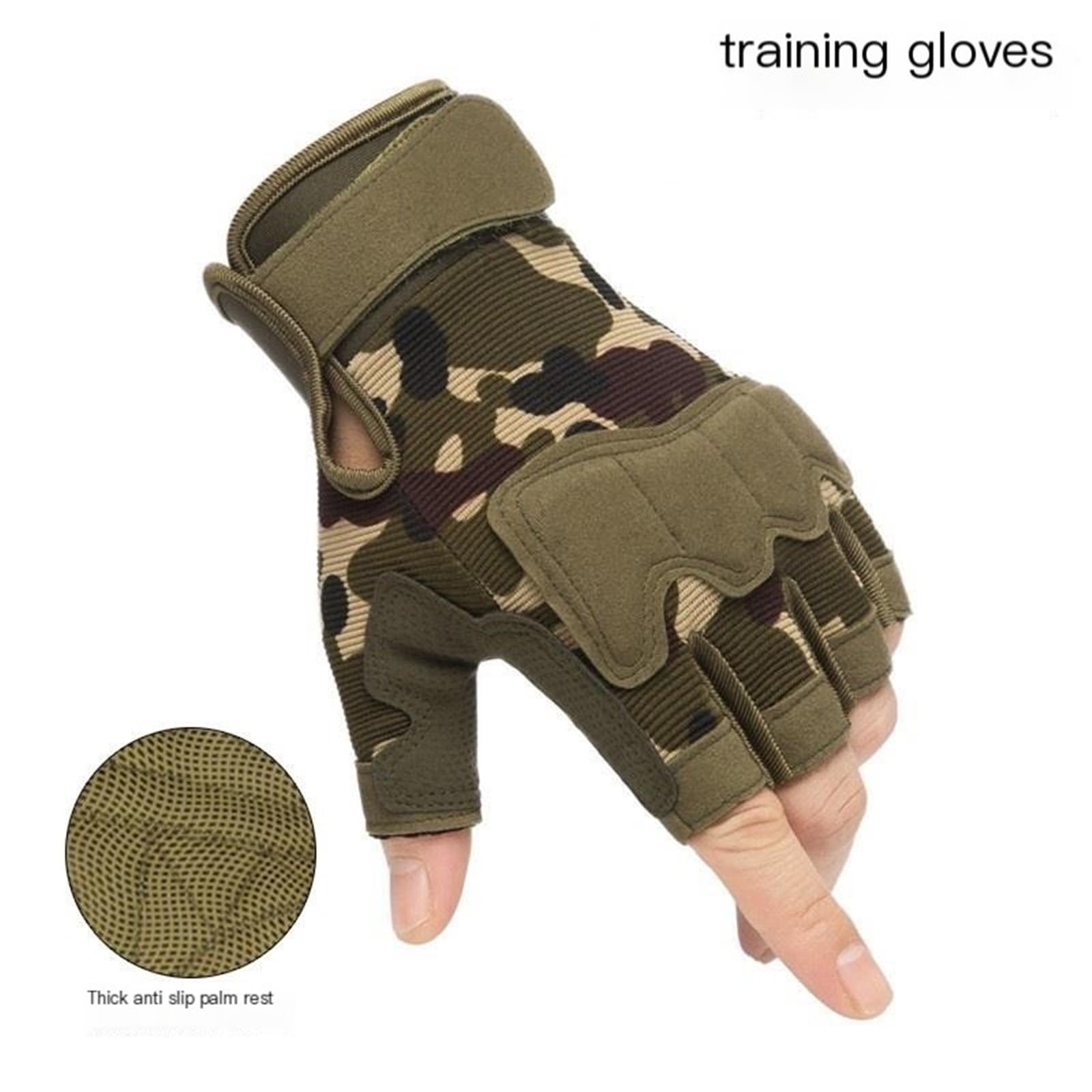 Guantes de ciclismo unisex de medio dedo Guantes deportivos de exterior antideslizantes de camuflaje