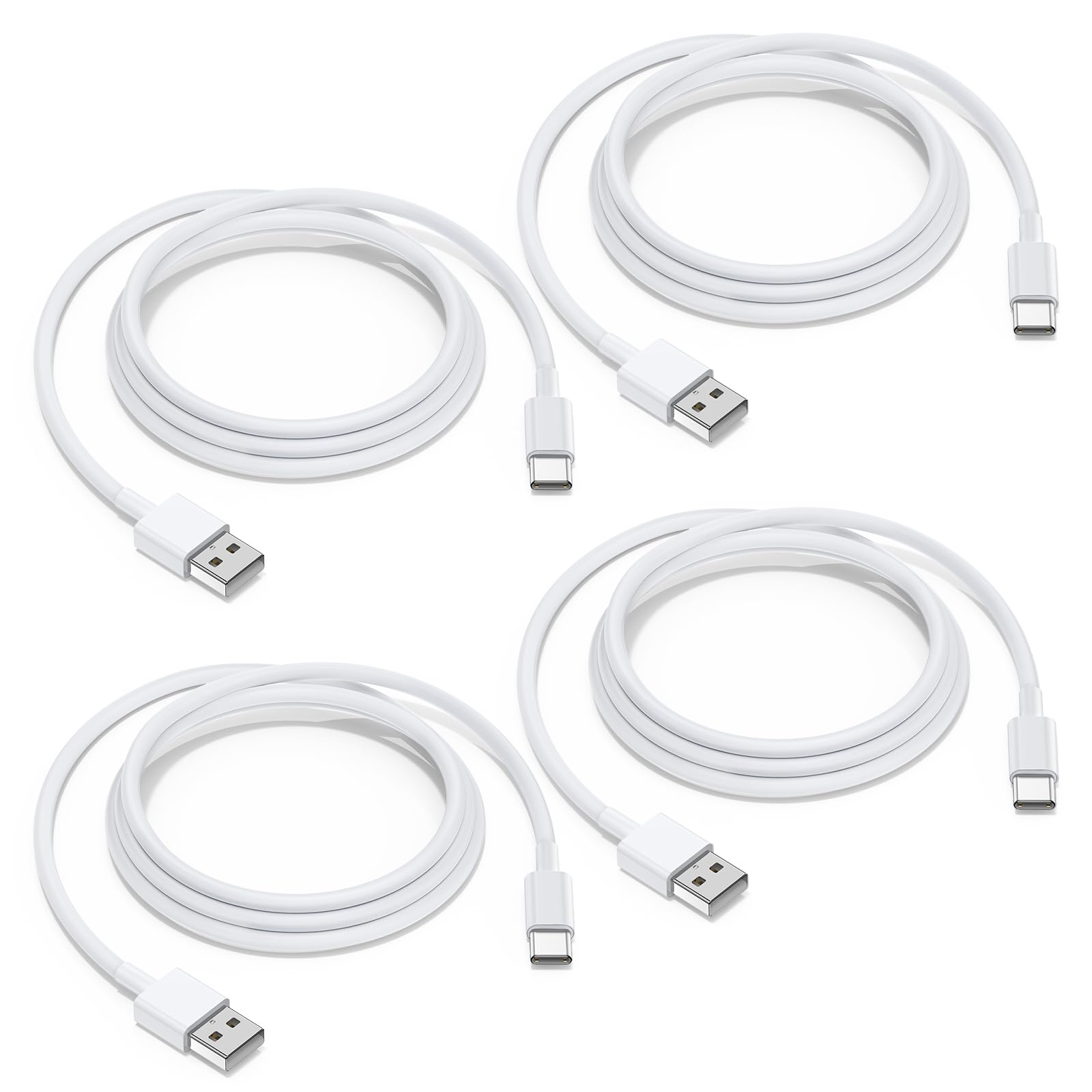 [4-Pack,MFi Certified] USB A to USB C Carplay Cable for iPhone 16 15 Pro Max,3FT+6FT Car Charger Type C Fast Charging Cord for iPhone 16 15 Pro Max Plus, iPad Pro 13/12.9/11, iPad Air/Mini-White