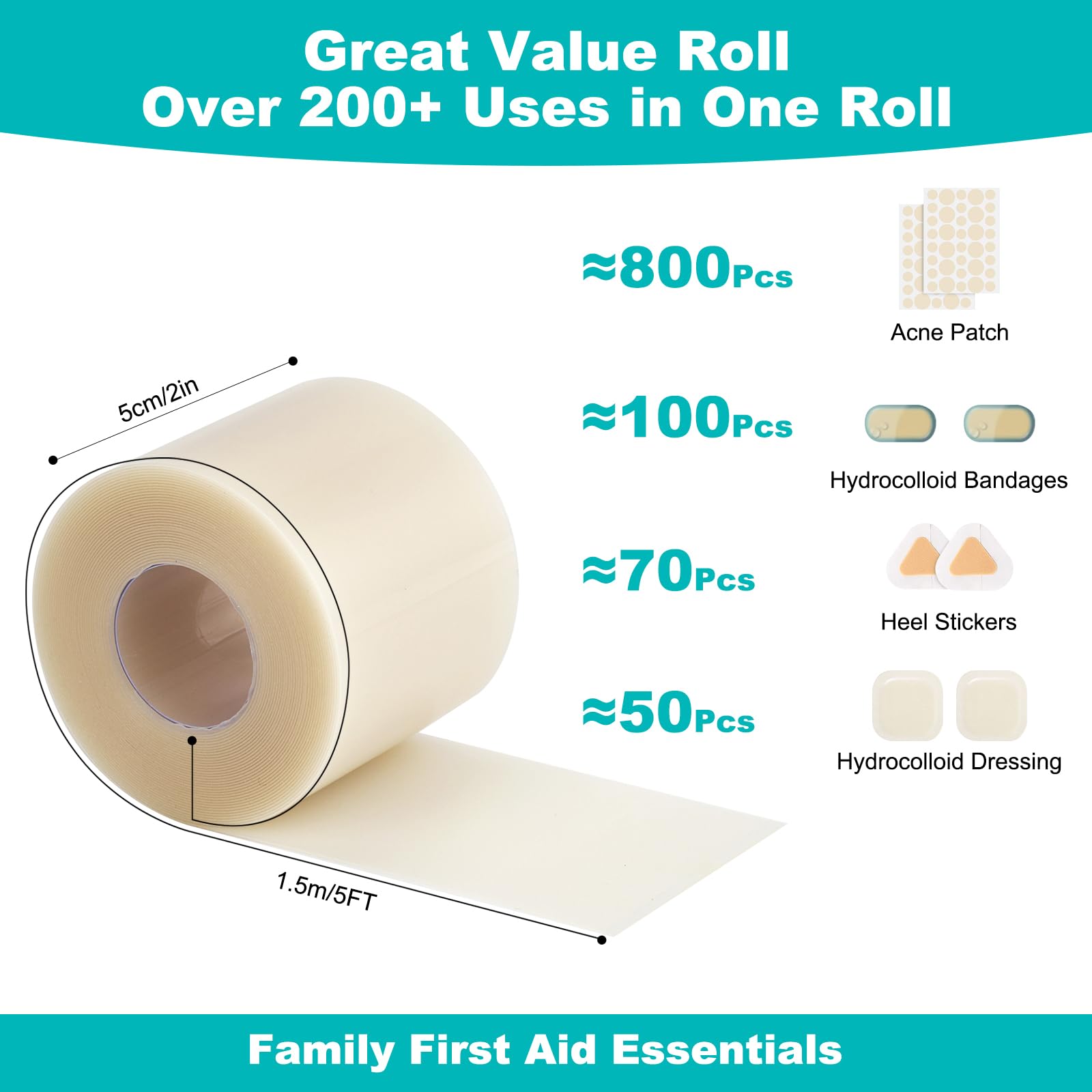 Hydrocolloid Bandages - Cut to Size Wound Care -2 Hydrocolloid Bandages - Cut to Size Wound Care -2