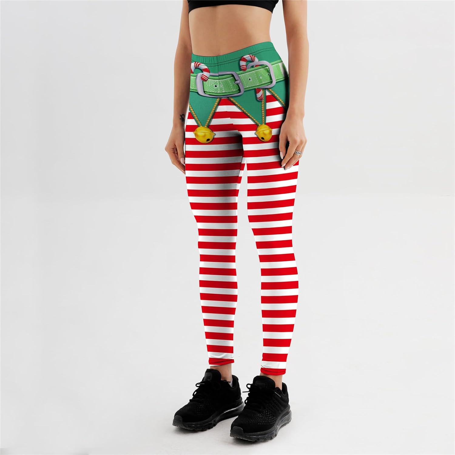 Women's Christmas Compression Yoga Pants, Funny Sports Tights, Red, Green, High Elasticity - Image 2