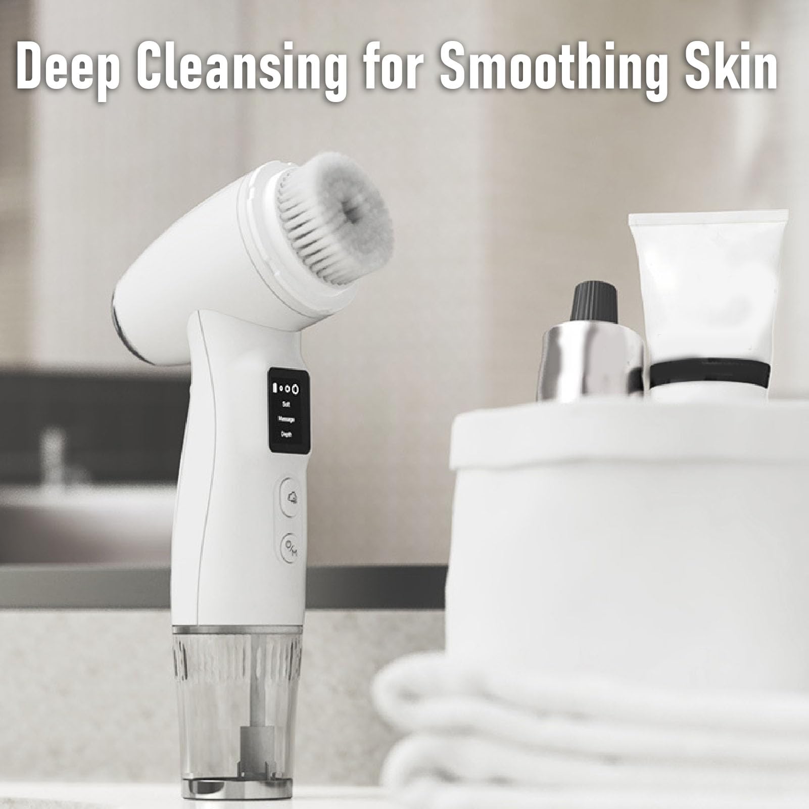Gesichtsreinigungsbürste, 3-Modus-Schleuderreinigungsgerät mit Automatischer Schäumung, IPX5 Wasserdicht, Peeling-Massage, Tiefenreinigung, Tragbares Hautpflegegerät