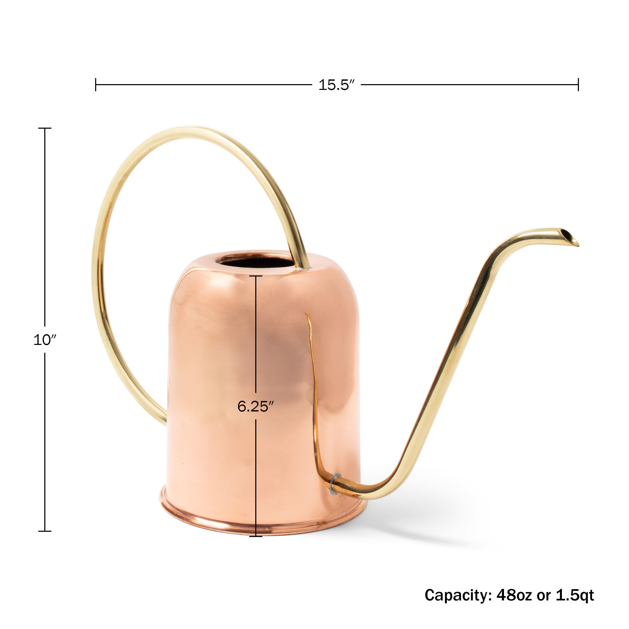 Regadera de Cobre para Plantas de Interior – 48 onzas de Boquilla Larga precisa pequeña Lata de Agua para Plantas, bonsái, suculentas, Plantas de Interior o jardín – Regaderas de Metal para Plantas
