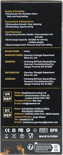 Miniatura 13 de Cesta de parrilla rodante, mango de madera extraíble, acero inoxidable 304, herramientas de parrilla de anidación, accesorios de barbacoa para